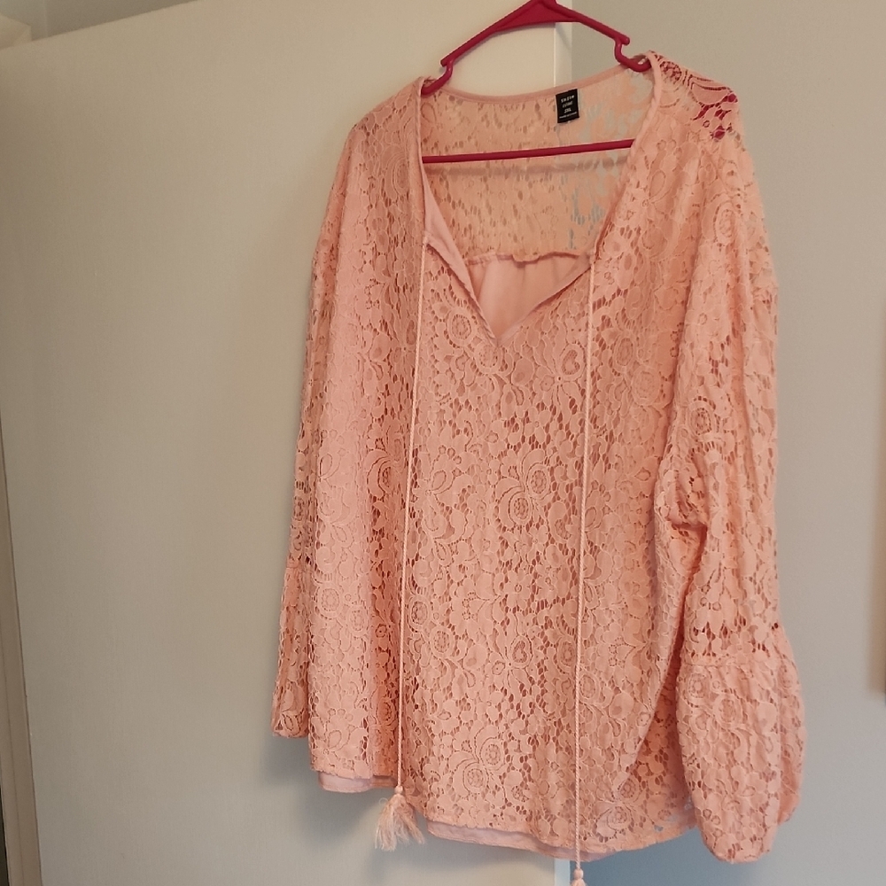 Pink Relaxed Tie Front Blouse